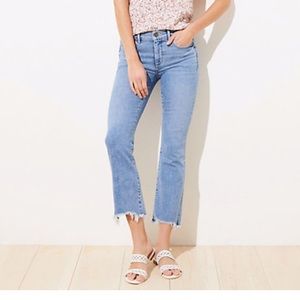 LOFT Petite Destructed Flare Crop Jeans Size 27P